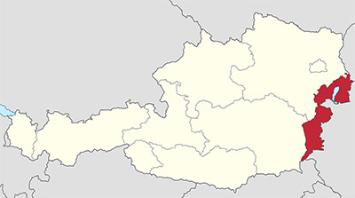 Бургенланд, самая восточная и федеральная земля на карте Австрии