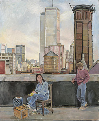 Мужчина и женщина на крыше в Нью-Йорке, 1986 год 