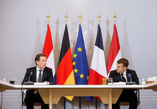 канцлер Себастьян Курц на встрече с президентом Франции Эммануэлем Макроном
